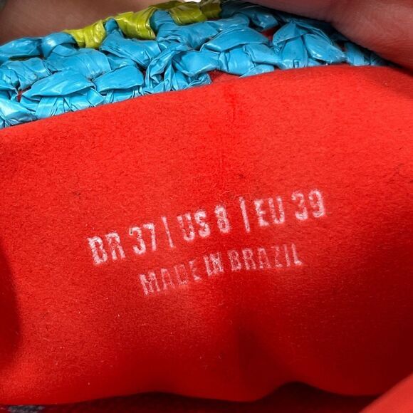 FARM RIO Flip Flops Womens Size 8 Toucans Crochet Puffy Colorful Rainbow Sandals - Picture 7 of 7